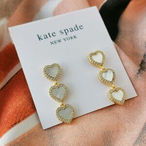 Kate Spade - Take Heart - Gold White Linear Earrings